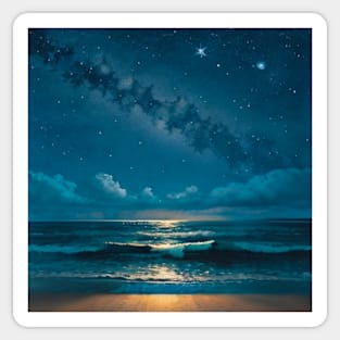 Milky Way Galaxy Above A Serence Beach Sticker